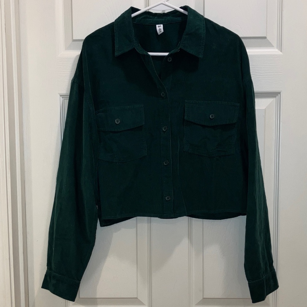 BP Dark Green Cotton Shacket L Button Front Overshirt New Without Tags Layer